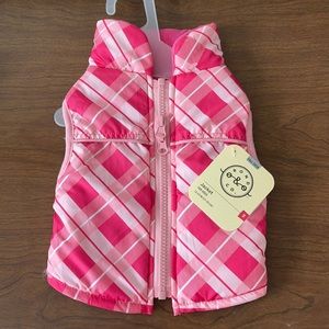 NWT Pink Plaid Dog Puffer Jacket